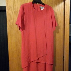 😊Womens Betsys Things Pink Short Sleeve Dress 37" Long 20 " Armpit /Armpit 14